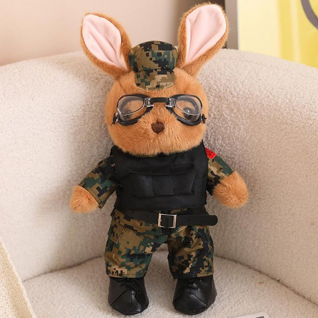 Kaninchen Polizist Puppe, Camouflage Puppe Soldat Panda Plüschtier, 35cm - Bild 1