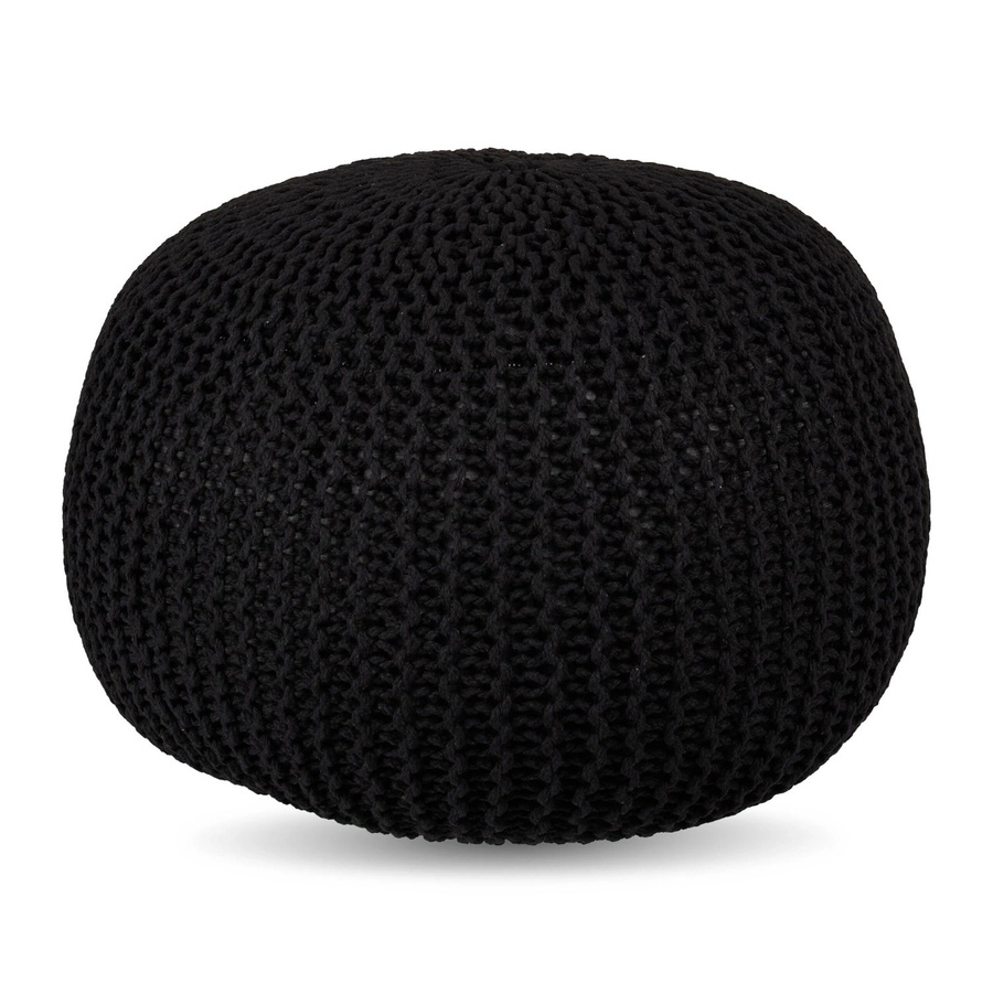 Relaxdays Sitzpouf im Boho-Design aus gestrickter Baumwolle, Schwarz, B: 33 cm, T: 46 cm, H: 33 cm - Bild 2