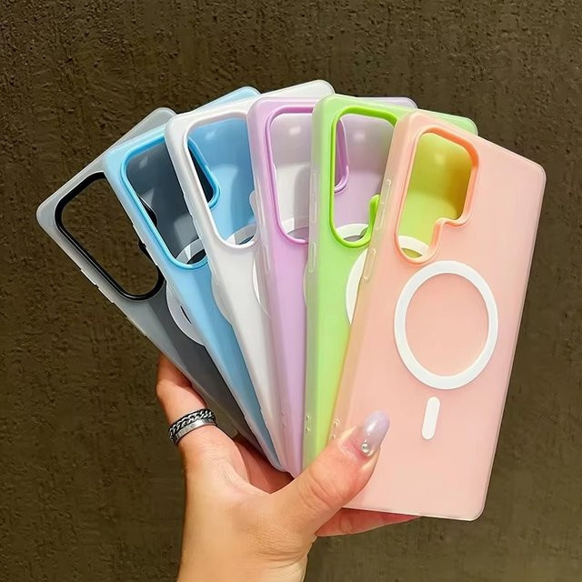AKABEILA Transparente 2-in-1 Candy Color MagSafe Hülle für Samsung Galaxy S26 Ultra S25 Edge S24 FE S23 S22 Ultra Plus A57 A37 A17 A07 A56 A36 in Purple - Bild 1