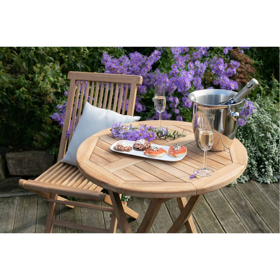 riess-ambiente Gartentisch EMPIRE TEAK aus massivem Teakholz, rund, klappbar, braun, Durchmesser: 70 cm, Höhe: 75 cm - Bild 2