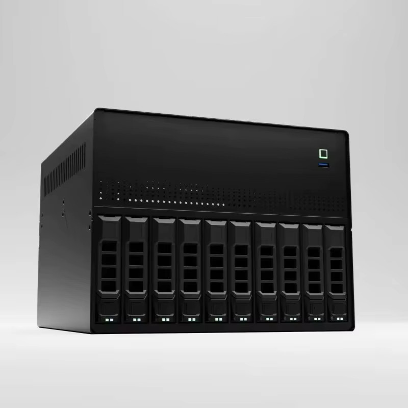 VBNM NAS-Servergehäuse in Schwarz mit 10 HDD-Einschüben, MATX-Chassis aus 0,8mm verzinktem Stahl mit SATA und SAS Hot-Swap Backplane für 2,5 und 3,5 Zoll Festplatten - Bild 6