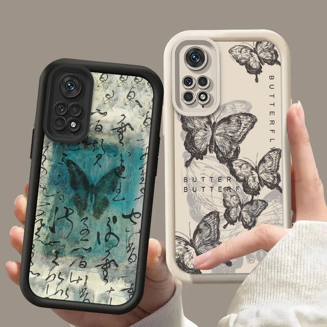 Xiaomi Redmi Note Serie Schmetterling Silikon Handyhülle in Schwarz und Multicolour für 4G und 5G Modelle - Bild 1