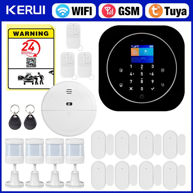 KERUI G12 Wireless Tuya Home Alarm System Kit mit WiFi und GSM zur Smart Life App-Steuerung inklusive Tür- und Bewegungssensor - Bild 1