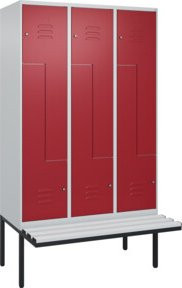 C+P Z-Spind Classic PLUS Sitzbank mit 6 Fächern und Zylinderschloss, B/T/H: 212,0 x 120,0 x 81,5 cm - Bild 1