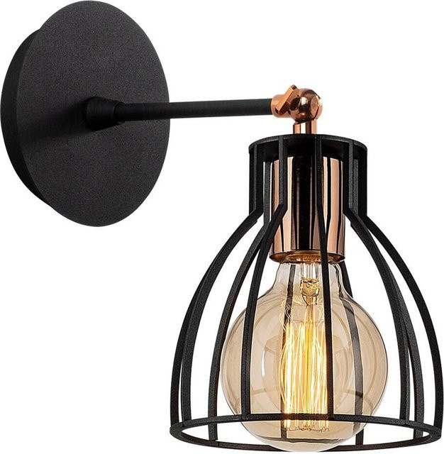 Opviq Wandleuchte Kemah in Schwarz und Bronze aus Metall mit E27 Fassung, B/H/T: 15 x 24 x 15 cm - Bild 1