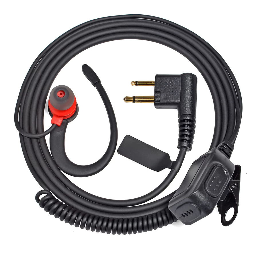 HYS 2-poliges G-förmiges In-Ear-Ohrhörer-Headset mit PTT-Mikrofon in Schwarz für Motorola CP040, CP200 und XTN446 Funkgeräte - Bild 3