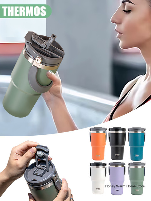 Tyeso Edelstahl Thermoskanne Isolierflasche für heiße und kalte Getränke, Orange - Bild 1