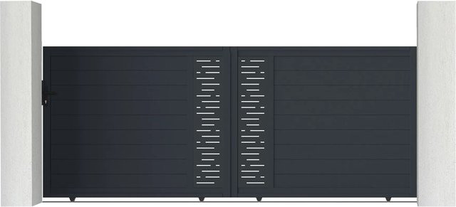 Casanoov Elektrisches Schiebetor Arlberg aus Aluminium in Grau und Anthrazit mit Schiebetorantrieb Ranger C300, B: 400 cm, H: 160 cm - Bild 1