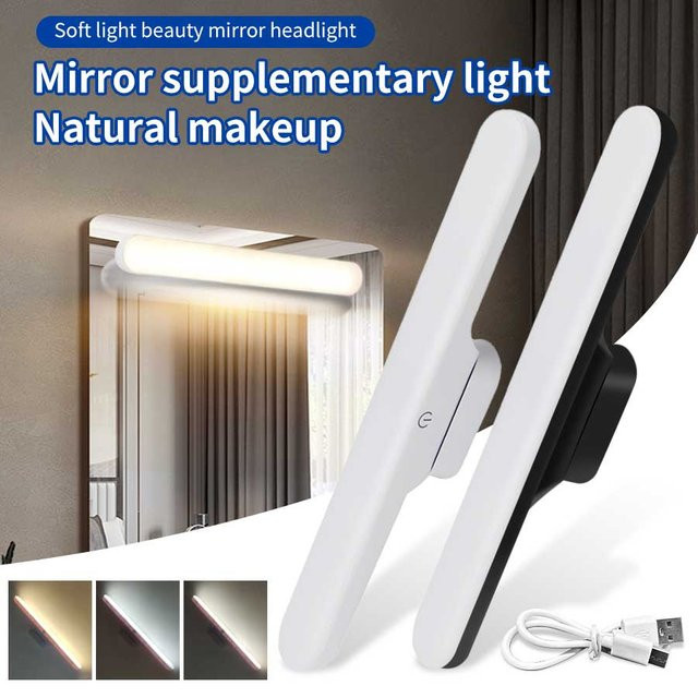 Ammtoo Wiederaufladbares LED-Spiegel-Frontlicht in Weiß mit Touch-Steuerung für Make-up und Badezimmer - Bild 1