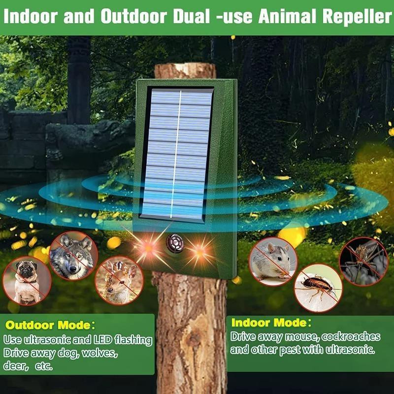 Lanzhong home life Solar Ultraschall Katzenabwehr und Vogelabwehr IP66 Wasserdicht, Grün - Bild 3