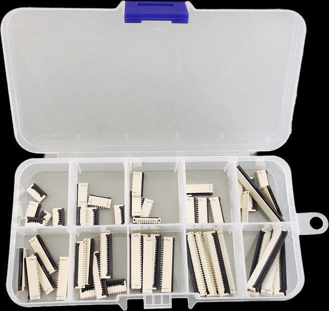 50er Set FPC FFC Flachkabel Stecker Flip Typ Unter Clamshell Buchse mit 1,0mm Pitch in den Varianten 4P bis 30P - Bild 1