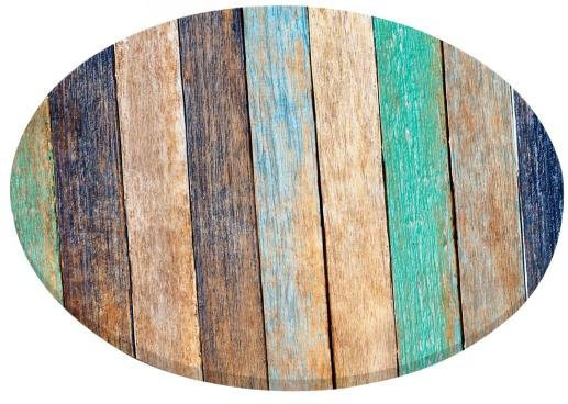 Runder Tischdeckenbezug mit Gummizug von Luxa in Beige mit Holzmaserung, wasserabweisend und pflegeleicht, Durchmesser: 60 cm - Bild 1