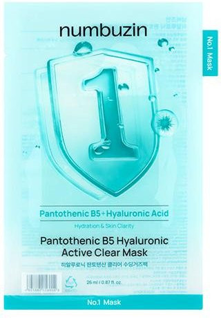 numbuzin Nr.1 Pantothenic B5 Hyaluronic Active Clear Maske, 4x 26 ml, Unisex - Bild 1