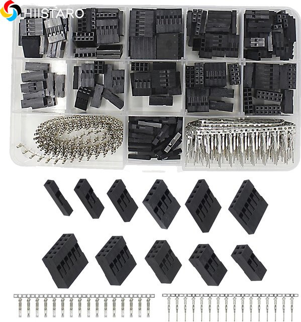 620 Stück Jumper Wire Connector Kit mit 2,54 mm Crimp Pin Terminals und 1-12 Pin Header Gehäusen in Schwarz - Bild 1