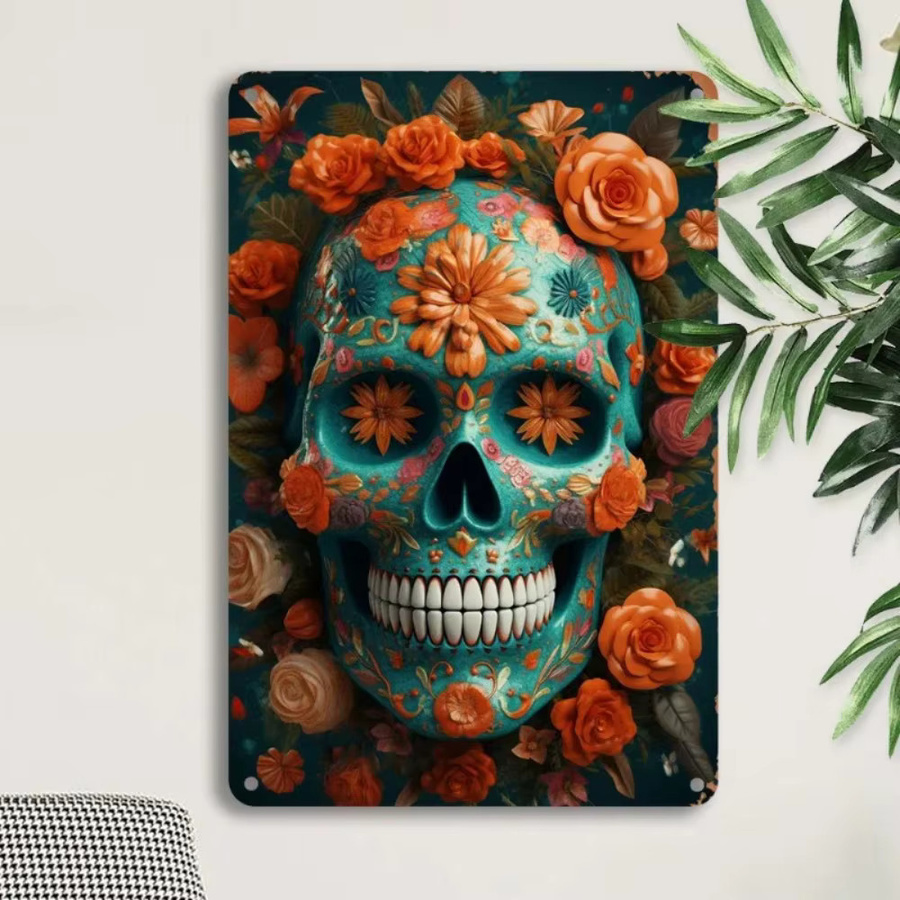 VintageRetroArt Metall-Wandkunstschild mit floralem Design in Multicolour, B/H: 45 x 30 cm - Bild 4