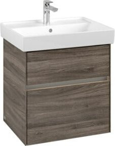 Villeroy & Boch Waschtischunterschrank Collaro in Eiche matt mit LED-Beleuchtung und Innenschubladen, Farbe Braun, B/T/H: 55,4 x 44,4 x 44,4 cm - Bild 1