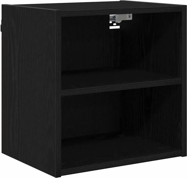 vidaXL Hängeschrank Riga in Schwarz und Eichen-Optik, moderner Küchenschrank mit offenen Regalfächern, B/T/H: 40 x 29,5 x 40 cm - Bild 1