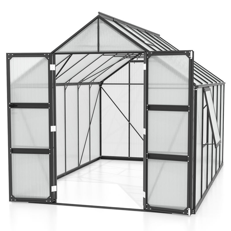 Vitavia Gewächshaus Olymp 9900 Schwarz mit Polycarbonat-Platten und Fundamentrahmen, 9,9 m² - Bild 3