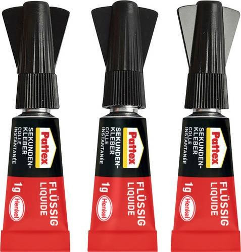 Pattex Mini Trio Flüssig Sekundenkleber farblos 3 x 1 g - Bild 1