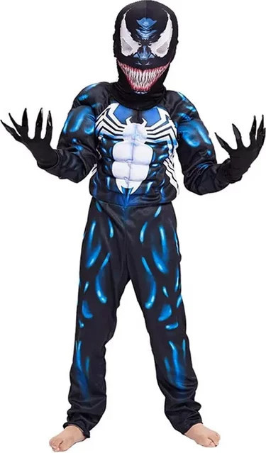 Black Spider Kostüm Superhelden Kostüm Onesie, Unisex, Schwarz - Bild 1