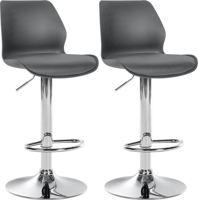 2er Set DELUKE Barhocker BOSEN in Grau, höhenverstellbare Barstühle mit Lehne und 360 Grad Drehsitz, B/T/H: 39 x 42 x 82 cm - Bild 1