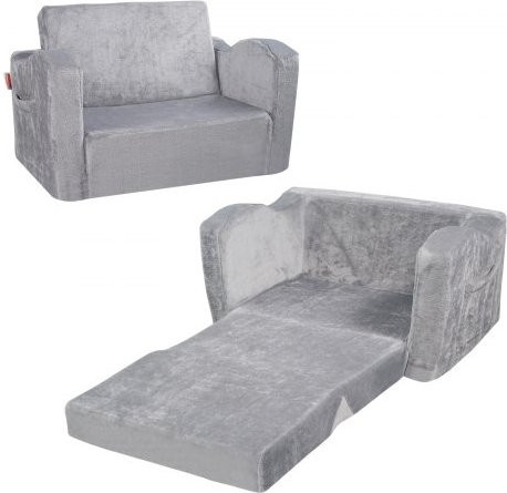 VEVOR Kinder Couch 2-in-1 Klappsofa und Liege aus Flanell mit 25D Schaumstoff, Grau - Bild 1