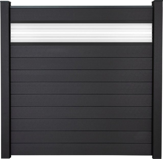GroJa Steckzaun Solid mit Glas-Design Einsatz in Anthrazitgrau B/H: 180 x 180 cm, Tiefe: 1,9 cm - Bild 1