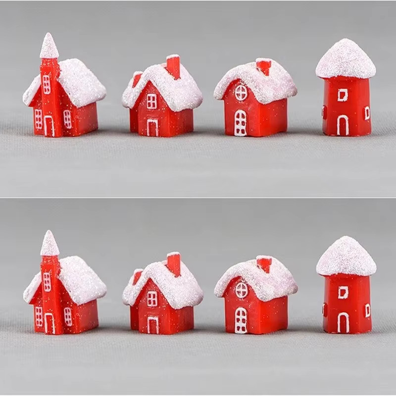 CYZIWEIN Weihnachts-Mini-Haus Ornamente in Rot für die Tischdekoration zur Weihnachtszeit und zum Neujahr - Bild 2