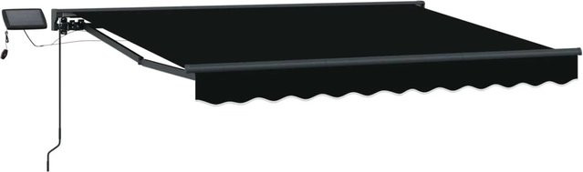 vidaXL Manueller Markisenrahmen mit LED-Beleuchtung in Schwarz und Anthrazit, B: 350 cm, T: 250 cm - Bild 1