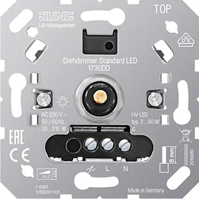 Jung Dimmer für Wandmontage aus Metall in Silber, 230 V, Unterputz - Bild 1