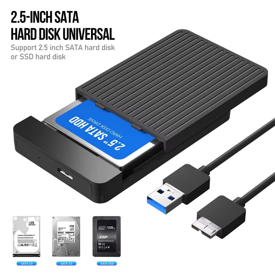 WALRAM USB-C 2,5 Zoll SATA HDD- und SSD-Gehäuse für externe Festplatten, Schwarz - Bild 2