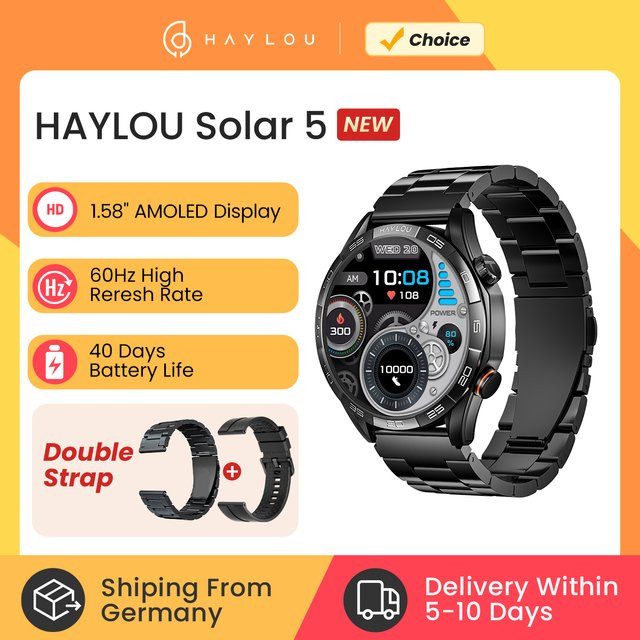 HAYLOU Smartwatch, Schwarz, 1,58 Zoll, Herren - Bild 1