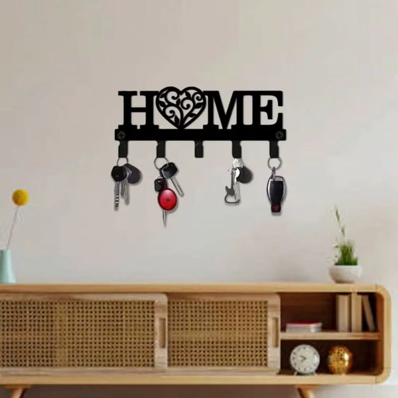 CIFBUY Metall-Wandkunst Schlüsselhaken in Schwarz als rustikaler Organizer für Mäntel, Hüte und Taschen - Bild 4