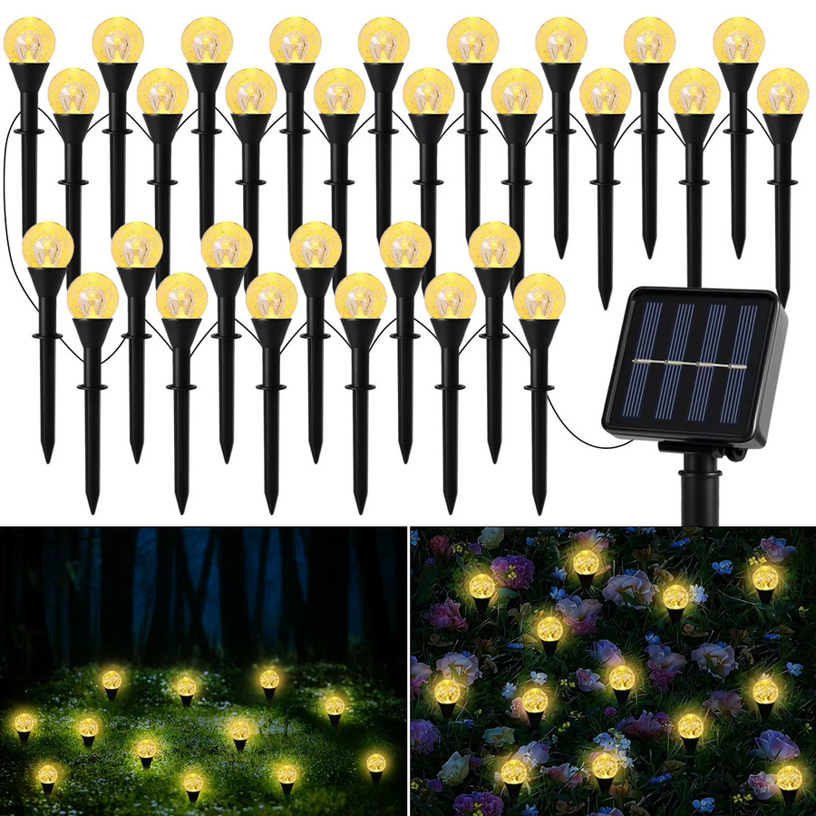 Leclstar Solar Kristall Blasen Ball Lichterkette mit 8 Modi in Warmweiß und Transparent für Garten und Dekoration - Bild 4