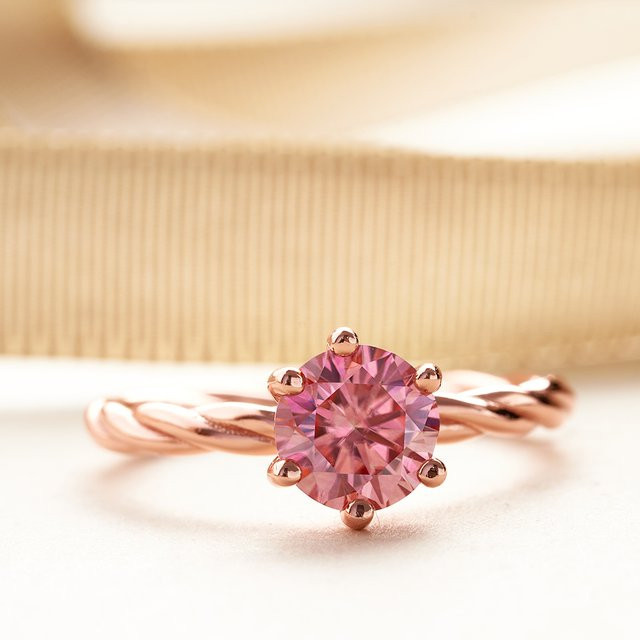 BIJOX STORY Fingerring 925 Silber, rosafarbenem Moissanit, Damen - Bild 1