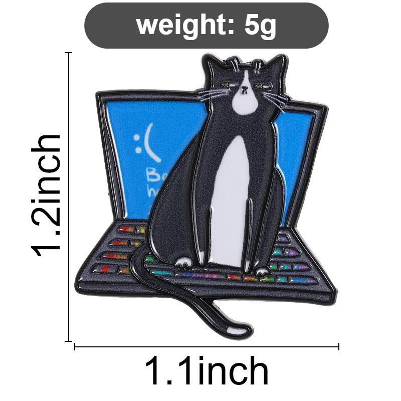 Miss Zoe Emaille-Pins, Katzen-Coder-Broschen, Cartoon-Kätzchen-Reversnadeln - Bild 2
