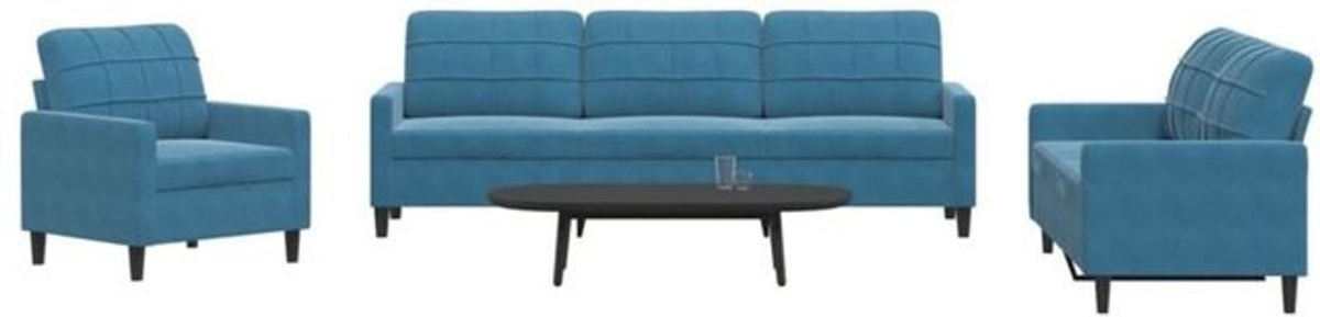 4-tlg. Sofagarnitur aus Samt mit Metallgestell und Kissen in Blau von Vidaxl - Bild 1