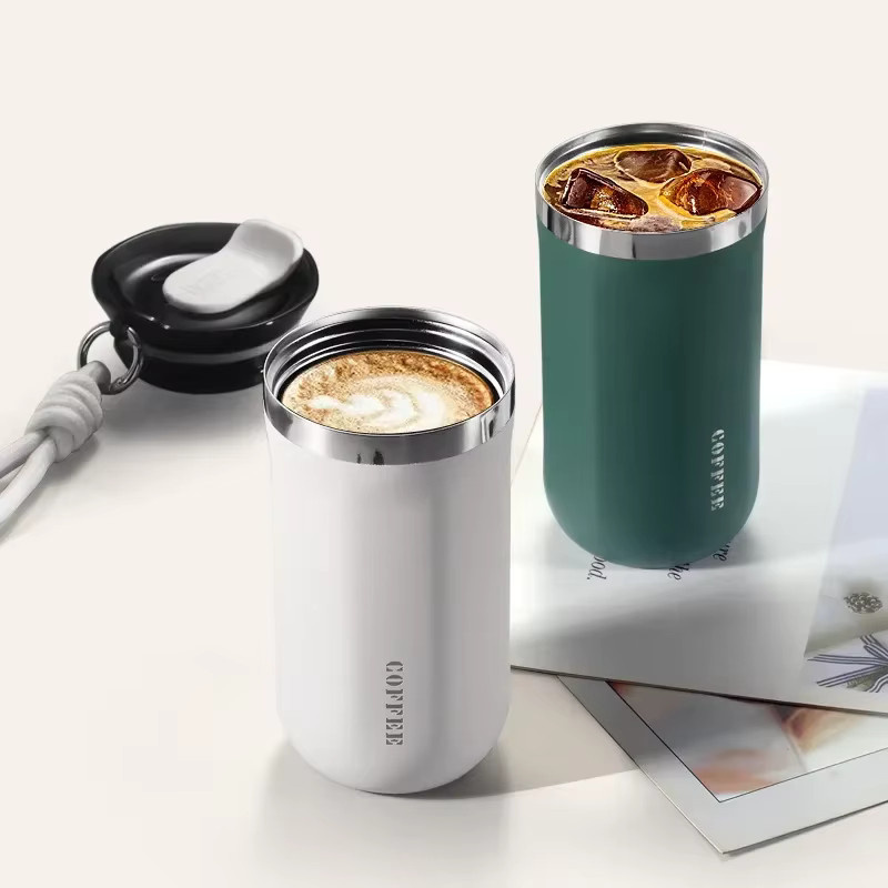 JUSTINLAU Business-Thermobecher aus Edelstahl, isolierter Kaffeebecher für Heiß- und Kaltgetränke, auslaufsicher, Schwarz oder Weiß, Höhe: 19,5 cm, Durchmesser: 7,2 cm - Bild 2