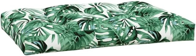 vidaXL Palettenkissen Blatt Grün, wasserabweisend und UV-beständig, B/T/H: 120 x 80 x 12 cm - Bild 1