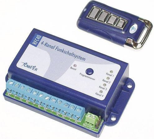 TowiTek Funkschaltsystem in Blau inklusive Handsender mit 50m Reichweite und 12 V/DC - Bild 1