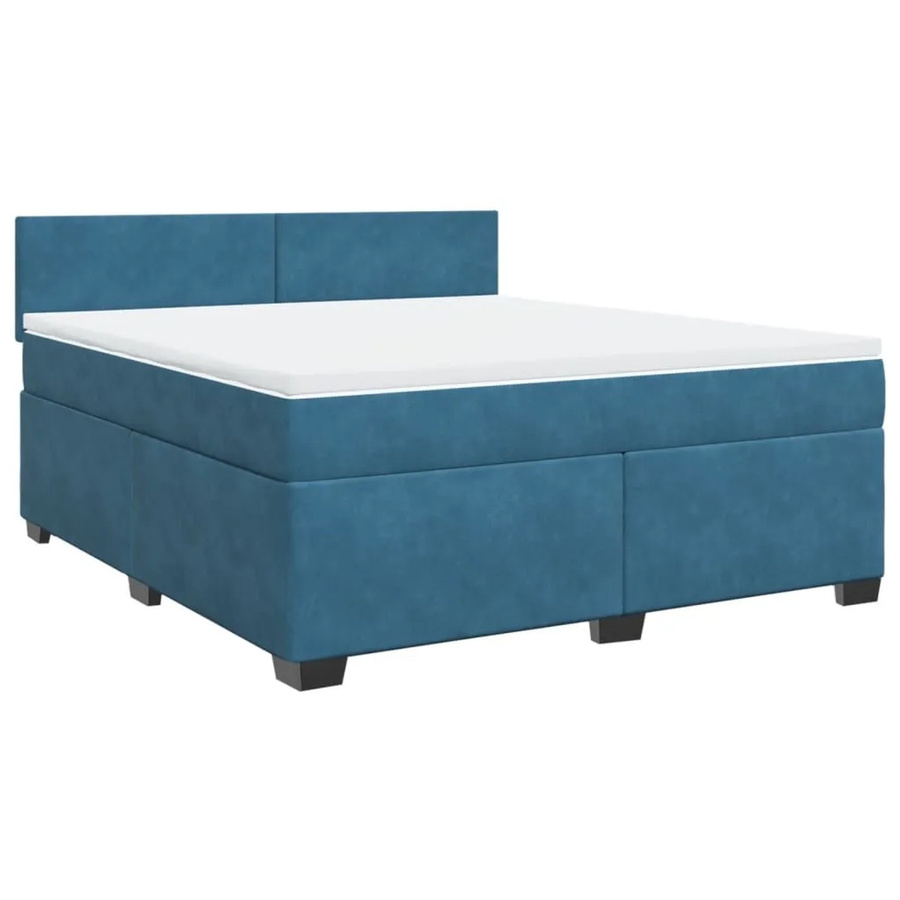 vidaXL Boxspringbett mit Matratze in Blau aus Samt, B/T: 180 x 200 cm - Bild 2