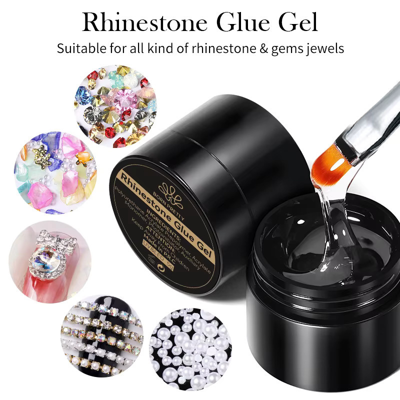 BORN PRETTY Strass Kleber Gel mit Nagel Liner Pinsel, Transparent - Bild 4