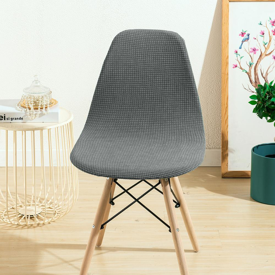Wasserdichter und elastischer Schalen-Stuhlbezug von BRHUIXUE in Jacquard-Optik, Farbe Dunkelgrau - Bild 4