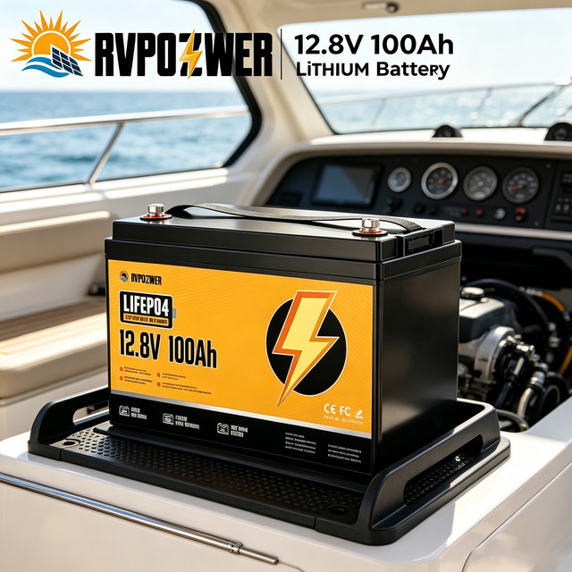 RVPOZWER LiFePO4 Lithium-Eisenphosphat-Speicherbatterie mit 100A BMS in Schwarz - Bild 1