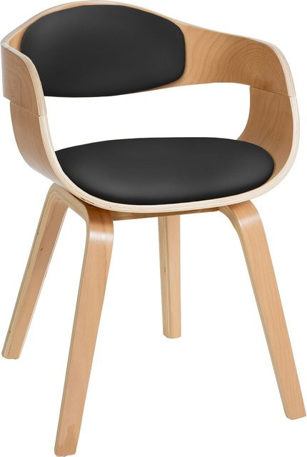 CLP Esszimmerstuhl Kingston mit ergonomischer gepolsterter umlaufender Rückenlehne, Kunstlederbezug und Vollholzgestell, belastbar bis 150 kg - Bild 1