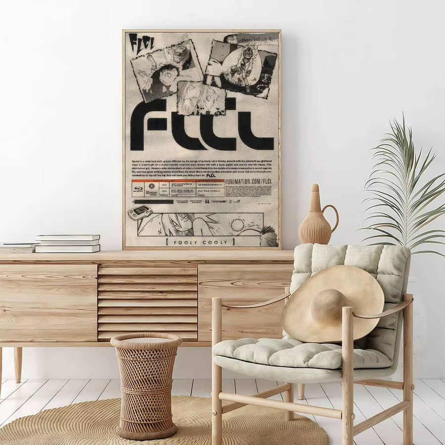 FLCL Anime Vintage selbstklebendes Kunstposter Bilibili Wandaufkleber Mehrfarbig B: 15,0 cm, H: 10,0 cm - Bild 3