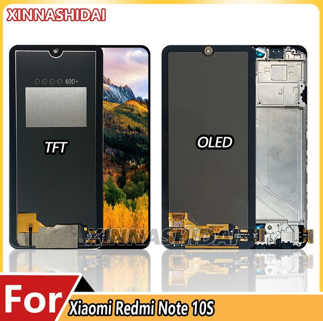 Xiaomi Redmi Note 10S OLED LCD-Bildschirm mit Touchscreen und Rahmen in Schwarz - Bild 1