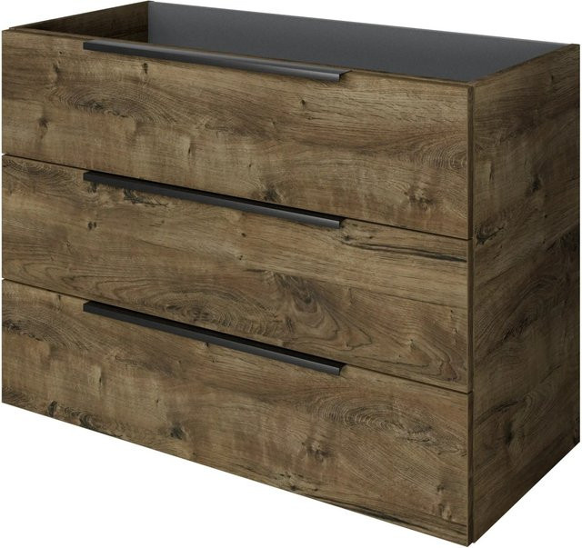 Pelipal Waschbeckenunterschrank Quantum 07 Eiche Ribbeck Quer in Holzoptik mit 3 Auszügen, Breite: 100 cm, Höhe: 72 cm, Tiefe: 42,9 cm - Bild 1