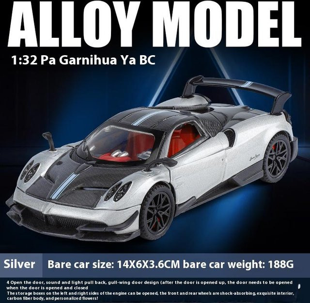 Linyi toy car Pagani Huayra Bc Sport Supercar, Modellauto, 1:32, Metall, Sound & Licht, ab 14 Jahren - Bild 1