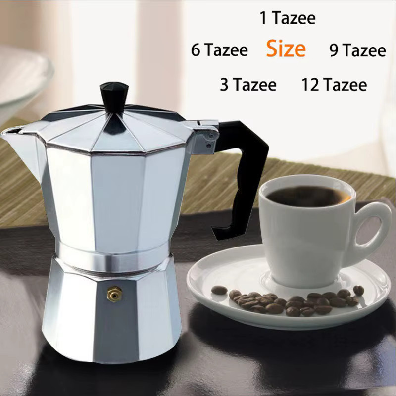 RSCHEF Mokkakanne aus Aluminium in Silber, achteckige Kaffeekanne - Bild 2